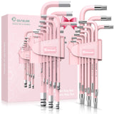 COLFULINE 18PCS PINK Allen Wrench Set, Metric Ball End Allen Key & Torx Key Set, Cr-V Star Hex Key Set for Women, Size T10-T50 &