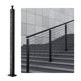 VEVOR Cable Railing Post, 42 x 2 x 2 Steel 30 Angled Hole Stair Railing Post, 12 Pre-Drilled Holes, SUS304 Stainless Steel Cable