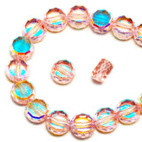 DIQIO 6mm Sparkle Flat Coin Round Crystal Beads (93-100pcs, Soft Pink)