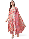 Pratham Blue Women's Viscose Rayon Anarkali Printed Kurta with Palazzos and Dupatta |kurta set for women|Women Kurta |Women Prin