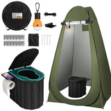 Thallike Portable Camping Toilet with Pop-Up Privacy Tent, 12-inch Toilet Seat, Outdoor Portable Folding Toilet Potty for Adults