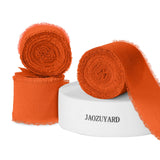 JaoZuyard Orange Ribbon 1-1/2 Inch x 3 Rolls Total 21 Yards Orange Handmade Fringe Chiffon Silk Ribbon for Wrapping Christmas We