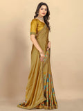 Rangita Women Abstract Printed Georgette Saree With Blouse Piece - Camel