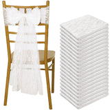 VitalCozy 50 Pcs Vintage White Lace Chair Sashes Embroidered Boho Bows Rustic Floral Chair Ties Slipcovers for Wedding Bridal Sh