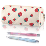 Sherr Strawberry Pencil Case Cute Fruits Pencil Pouch Soft Cotton Quilted Storage Bag Aesthetic Pattern Gift Makeup Pouch Cosmet