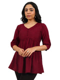 Libas Women'S Silk Blend Solid Anarkali Kurti (29627_Maroon_Xl)