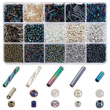 PH PandaHall 5177pcs Black Seed Beads 15 Styles Glass Bugle Beads Small Mini Beads Twisted Beads Waist Beads Friendship Craft Be