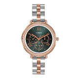 Timex Analog Watch For Women With Green Round Dial & Two Tone Stainless Steel Bracelet Band Water Resistant Women'S Wrist Watche