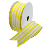 Morex Ribbon Wired Linen Spring Cabana Stripes Ribbon, 1.5 inches by 10 Yards, Yellow, 7579.40/10-605