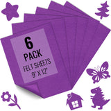 6PCS Purple Felt Fabric Sheets 9 x 12 - 1.6mm Thick Soft Felt for Craft Sewing DIY Patchwork Art Projects Decorations