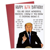 Funny 16th birthday card for Boy Girl, Sweet 16th Birthday Decorations for Boys Girls, Humorous Donald Bday Gifts Card for 16 Ye