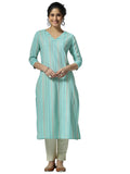 Libas Women'S Cotton Ethnic Motifs Straight Kurta (37238 Sea Green