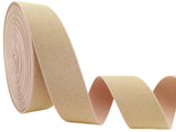 JESEP YONG 1.5 inch Glitter Pink Knit Elastic Band for Sewing 5 Yards Metallic Gold Ribbon Trims Spool Non-Slip Heavy Elastic St
