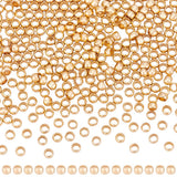 Beebeecraft 300Pcs Round Crimp Beads 14K Gold Filled Brass Tiny 1.5x1mm Non-Tarnish Rondelle Positioning Stopper Crimp Spacer Be
