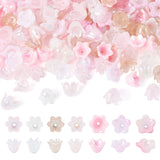 Magibeads 210Pcs Acrylic Flower Beads Caps for Jewelry Making Pink Theme AB Color Plated Floral Spacer Bead Bell Trumpet Lily En