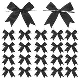 50 Counts Black Twist Tie Bows 3.1 Pre-Tied Satin Ribbon Bow Decor Mini Twist Tie Bows for Gift Wrapping Treat Bags Cake Bridal