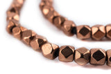The Bead Chest Cornerless Cube Beads - Full Strand of Faceted Ethnic Metal Spacers (6mm, Copper)