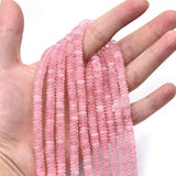 160pcs 6x2mm Natural Rose Quartz Disk Rondelle Spacer Semi Precious Gemstone Loose Stone Beads for Jewelry Making 15 Inch