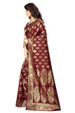 Sugathari Womens Banarasi Saree Pure Kanjivaram Silk Saree Soft New Ladies 2023 Design Wear Pattu Sarees Latest Cotton Party Sari Collections With Blouse Piece For Wedding Sadi (Pari 75 Maroon)