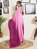 Satrani Women'S Georgette Dual Tone Ready To Wear Saree With Unstitched Blouse Piece (18Rs151Na_Dark Pink & Light Pink6)