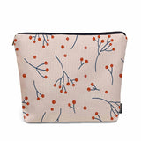 Kalygon Red Berry Makeup Bags Makeup Organizer, Christmas Rowan Berries Flowers Flax Toiletry Bags Travel Cosmetic Bag Makeup Pu
