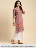 Rangita Pink Cotton Knee Length Printed Straight Kurti For Women | Kurta For Women_M Pink M 61864055283Gg