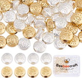 Beebeecraft 1 Box 100Pcs Evil Eye Spacer Beads Real 18K Gold & Sterling Silver Plated Alloy Flat Round Beads for DIY Necklace Je