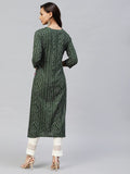 Gosriki Women'S Rayon Bandhni Printed Straight Kurta (Dmd Bandhi Dark Green_S-Go_Dark Green_Small),Dark Green,,B0B9Y2V3ZR
