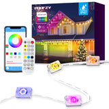 POOFZY Permanent Outdoor Lights for House, 200ft RGB+IC Smart Outdoor Decor, 50 Scene Modes, App/Remote Control, IP68 Waterproof
