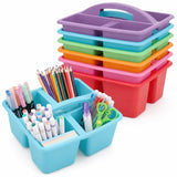 Yakydesign 6 Pack 4 Compartment Classroom Caddy with Handle, Rainbow