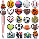 20Pcs Sports Ball Focal Beads for Pens, Ball Silicone Focal Beads for Making DIY Bead Pens Keychain Jewelry