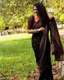 Gosriki Womens Georgette Blend With Blouse Piece Embroidery Saree (Glass Black Free Size),Black,,B07XXV9RLV
