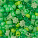 300pcs John Bead Assorted Green Plastic Pony Craft Beads for DIY Jewelry Bracelet Necklace Making, 120g