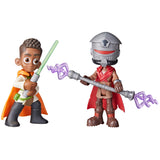 Star Wars: Young Jedi Adventures Pop-UpLightsaber Duel, Kai Brightstar & Taborr Action Figures, 4-Inch Scale Toys, Preschool Toy