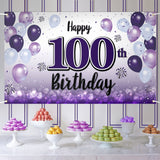 LASKYER Happy 21st Birthday Decorations,21st Purple Balloon Large Birthday Banner Backdrop Sign,Cheers to 21 Years Old Bday Part