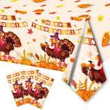 ORNACELE 3 Pack Thanksgiving Fall Tablecloth Disposable - 10854, Fall Table Cloth Autumn Harvest Turkey Pumpkin Leaves Table