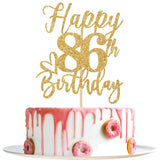 Happy 86th Birthday Cake Topper, 86th Birthday Decorations for Men/Women, Cheers to 86 Years, Hello 86, 86th Happy Birthday Party Supplies Gold Glitter