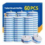 60pcs Disposable Toilet Brush Refill Pads, Replacement Brush Heads, Toilet Cleaner Refills,Disposable Wand Heads,Bathroom Cleani