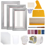 VEVOR Screen Printing Kit, 3 PCS Aluminum Silk Screen Printing Frames, 5 Glitters and Screen Printing Squeegees and Transparency