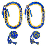ALKB 22 Pcs Graduation Leis, Grad Decor with Honor Cord Class of 2025 Gifts for Women/Man Blue + Yellow (2 Pack)
