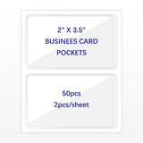 IMAGAME Clear Adhesive Business Card Pocket swith Side Open for Loading, 50 Pack, Plastic Labels Holders for Storage Bins and Li