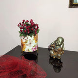 Blissful Decor Handicraft Small Planter With Stand For Artifical Flowers,Plants, 5 Inches Wide Small Pots With Stand For Indoor