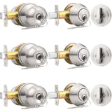 Probrico Brushed Nickel Door Knob and Single Cylinder Deadbolt, Front Door Handle and Deadbolt Set, Exterior Door Knob with Lock