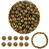 PAMIR TONG 8mm Coffee Glass Beads for Bracelet 200pcs Pretty Round Smooth Loose Beads with Gold line for Necklace-Earring-Jewelr