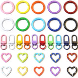 KSYN KO-KO 30PCS Colorful Keychain Clasps - 3 Styles: Lobster Claws, Heart Clasps & 1.2in Spring O Rings for DIY Keychains, Craf