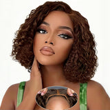 1B/30 Curly Bob Wig Human Hair 12 Inch Side Part Short Ombre Curly Wigs for Black Women Water Wave Lace Front Wigs Human Hair Gl