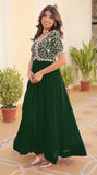 Fashion Basket Georgette Embroidered Anarkali Gown For Women Green Green M