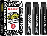 Coogert 3Pcs Black Jumbo Poster Markers, 15MM Thick Permanent Acrylic Graffiti Markers, Wide Tip Paint Marker for Canvas, Poster