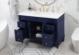 Elegant Decor Indoor Modern Under Sink Bathroom Fixtures Storage Organizer Cabinet 48 Inch Single Bathroom Vanity - Blue