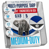 10x20 Tarp Waterproof Plastic Tarp with Grommets Every 18 Inches - 5 Mil - Multipurpose Water Proof Rain Cover, Outdoor, Garden, Camping, Emergency Survival (Reversible Tarpaulin, Blue and Silver)
